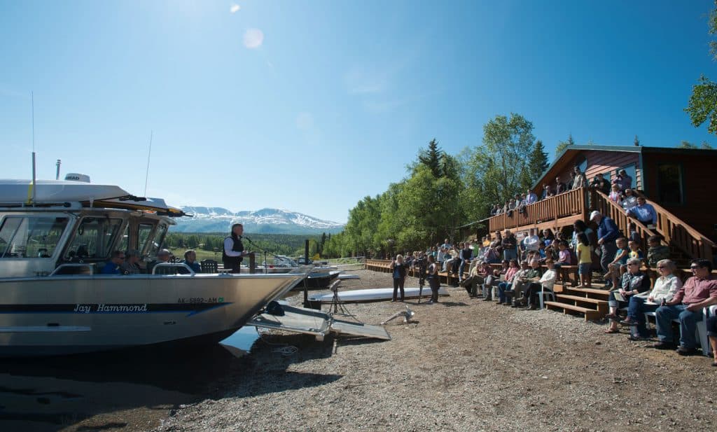 Samaritan Lodge Alaska, a fishing camp turned wilderness retreat, was dedicated in a special ceremony in June 2012. Franklin Graham addressed those in attendance at the dedication, speaking from the Jay Hammond, a special wheelchair-accessible boat that's still an important centerpiece of our watercraft fleet used for excursions with wounded veterans and their spouses on Lake Clark.