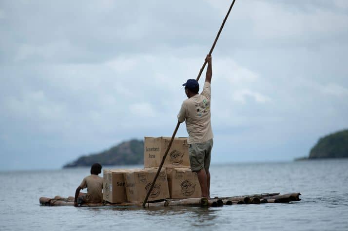 Transporting shoeboxes from island to island can take hours of rowing or paddling, but Operation Christmas Child volunteers are always up to the task.