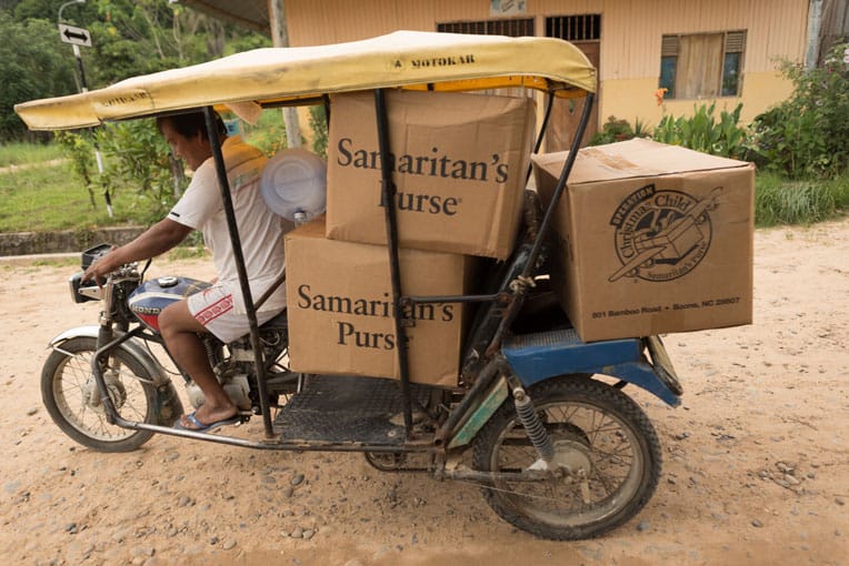 Going to places where there are no roads sometimes means not being able to transport shoebox cartons in bulk. Whether by motorcycle, horse, or by foot, our global volunteers carry each shoebox carton where it needs to go.