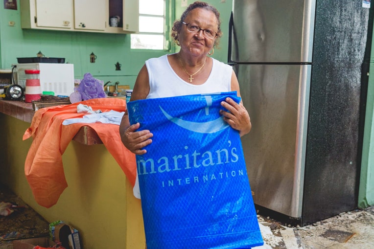 Doris Morell was grateful to receive heavy-duty shelter tarp from Samaritan's Purse.