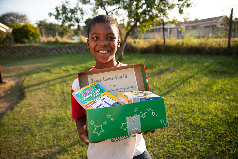 “This is my best day. I’m so happy," Titus said when he received his shoebox gift.