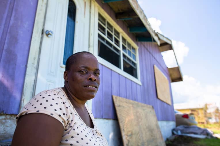 Karen Laroda survived Hurricane Dorian but her community was isolated by a washed out bridge.