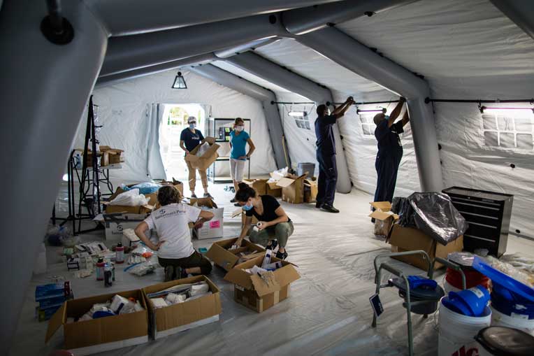 Samaritan's Purse staffers worked hard this weekend to prepare the Emergency Field Hospital.