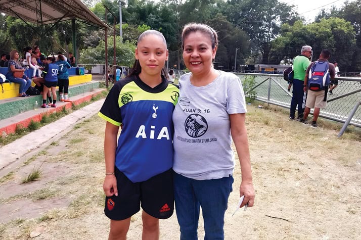 In dangerous areas, the soccer field has become a haven for youth like Sofia (left)