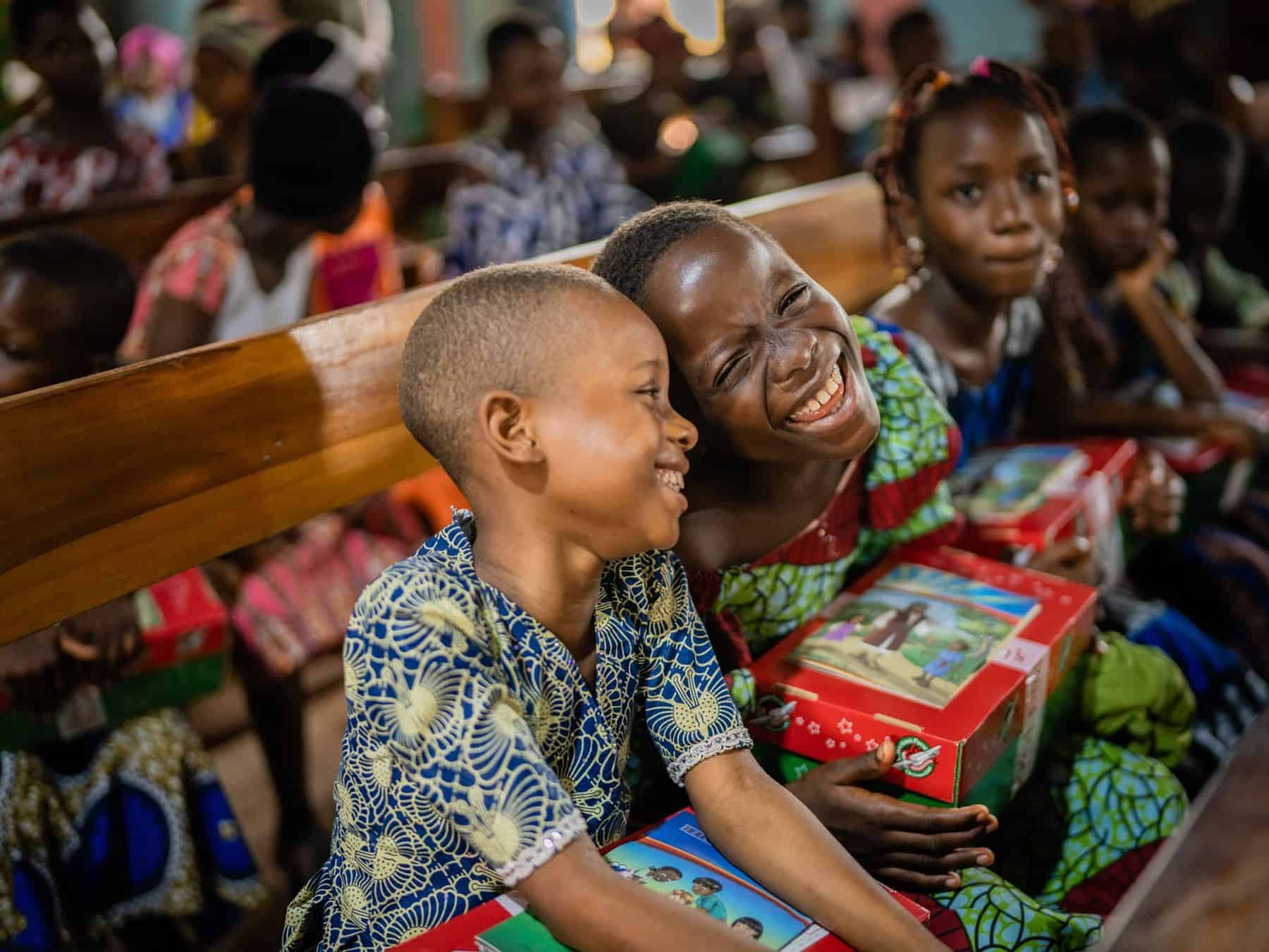 Shoebox gifts were delivered to children in this village in Benin, in addition to 100 other countries. Millions of shoebox recipients were also invited to participate in The Greatest Journey discipleship program.