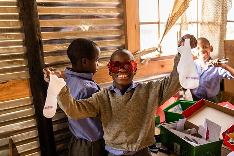 Sunglasses and socks were some of the children's favorite gifts.