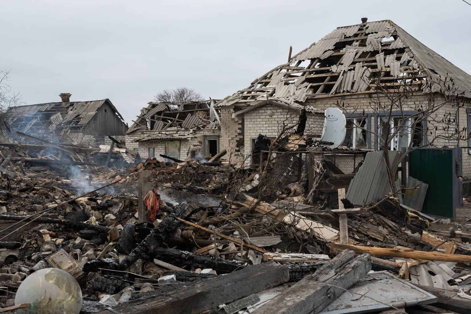 Recent shelling has destroyed buildings.