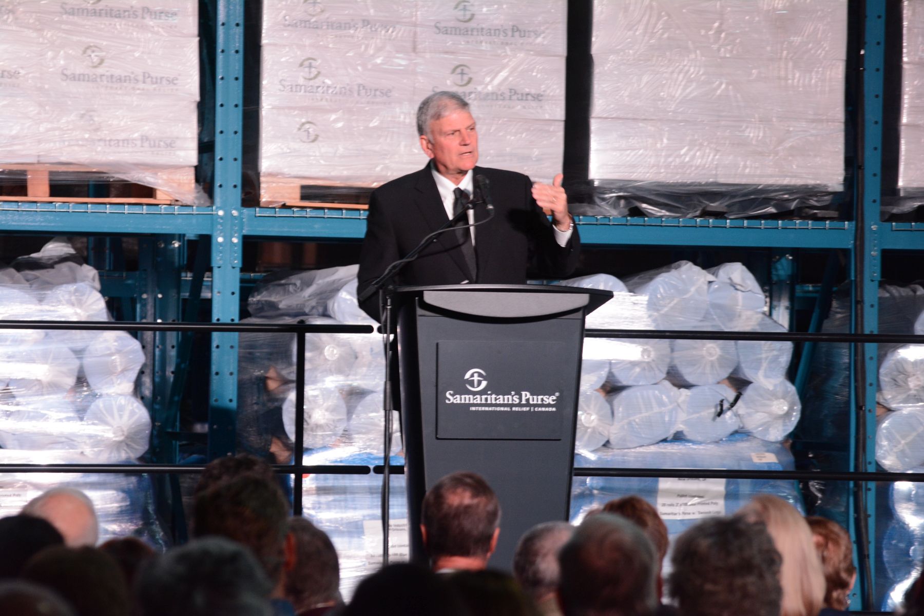 “There’s no other facility like this in Canada,” said Samaritan’s Purse President Franklin Graham, who spoke at a dedication event for the warehouse. “This warehouse enables us to help people (quickly and efficiently) in Jesus’ Name.”