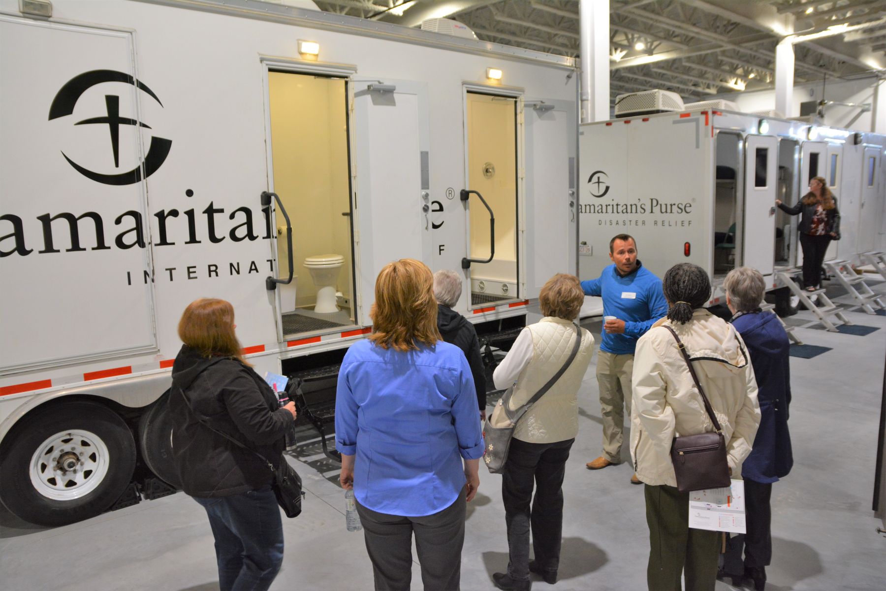 Guests learned about Samaritan’s Purse’s Canadian disaster relief work as they toured through one of our Disaster Relief Unit tractor trailers (below) and support vehicles (above).