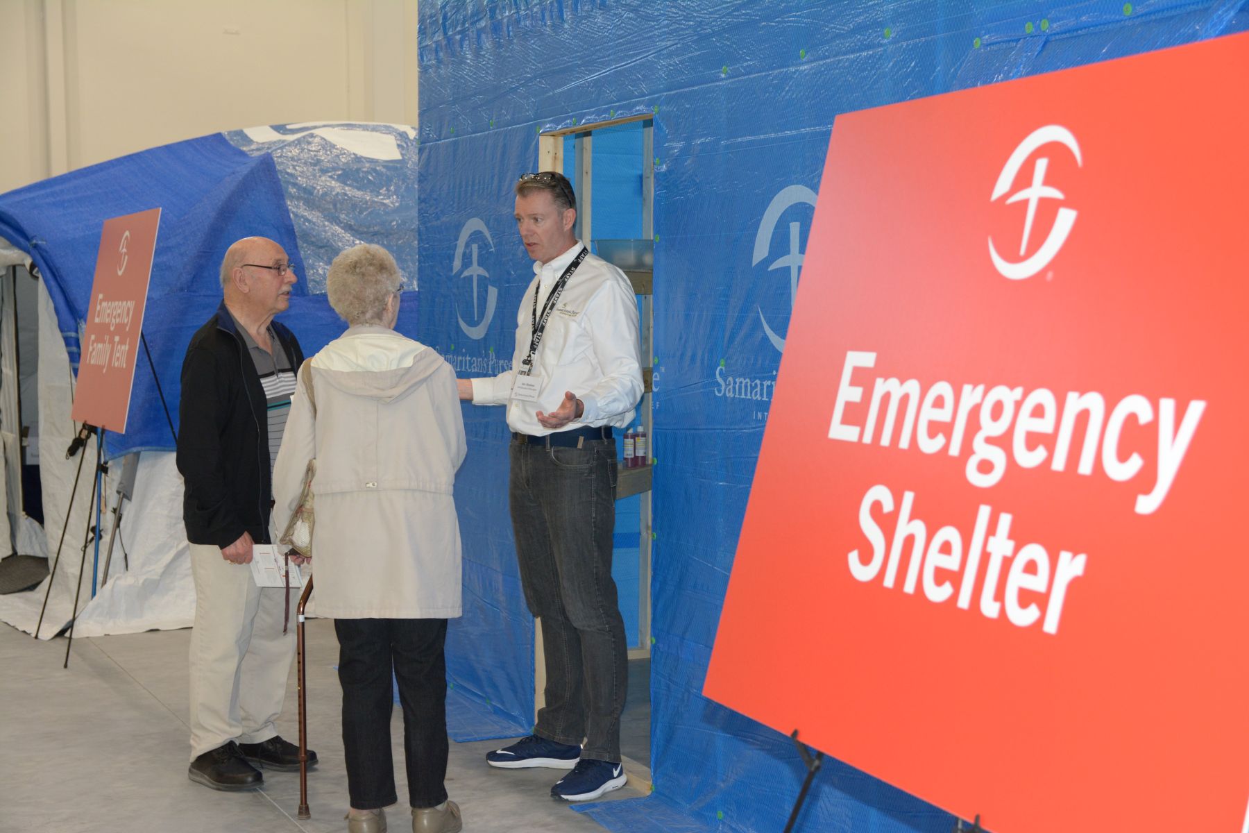 Visitors learned about temporary shelters that Samaritan’s Purse has built for disaster victims in places like Haiti.