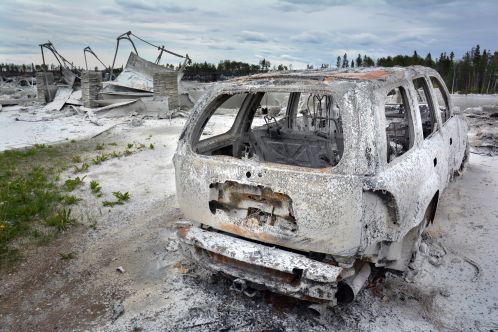 Burned out vehicle in Fort McMurray