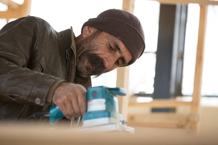 Hakim is learning woodworking skills through our community center in Northern Iraq.