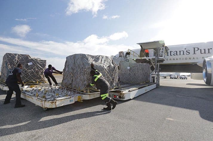 Unloading emergency supplies in St. Maarten. Our team is on the ground there now.