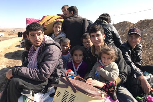 Group of refugees including children