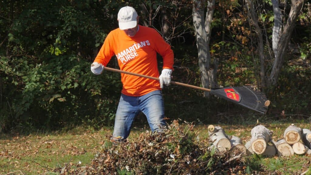 Our teams take care of the small details, raking up leaves and small branches to make a family’s property to feel a little more like home after disaster.