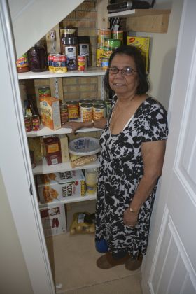 Meena Myles in food pantry