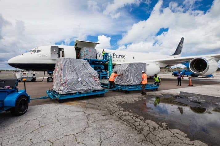 The plane was unloaded in Nassau, the Bahamas, on Oct. 15